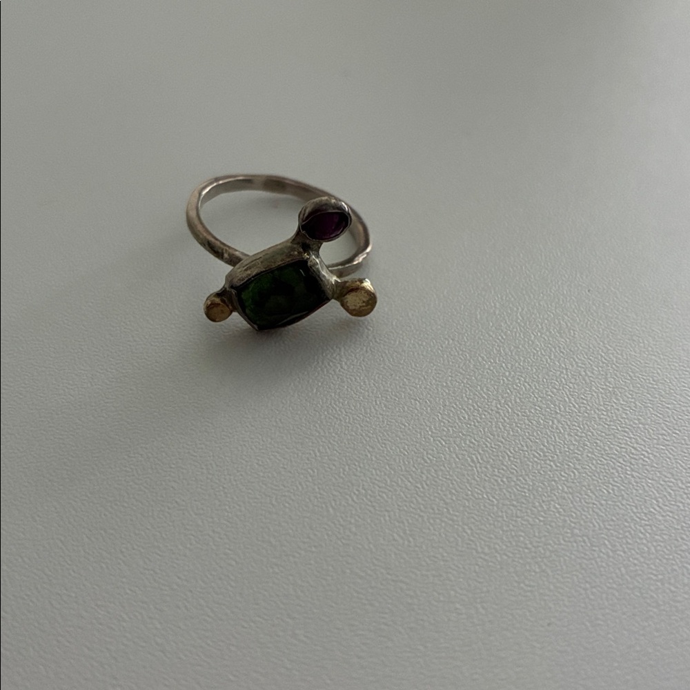 Peridot Ruby Sterling Ring - image 3